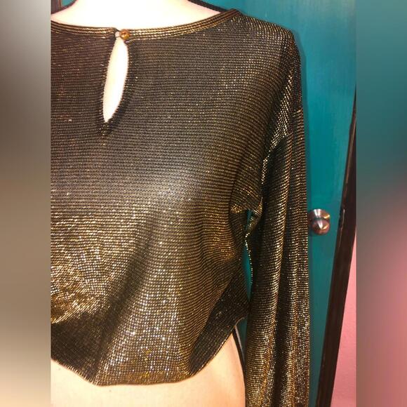 Vintage Black and Gold Disco Blouse 🪩 - Picture 7 of 9